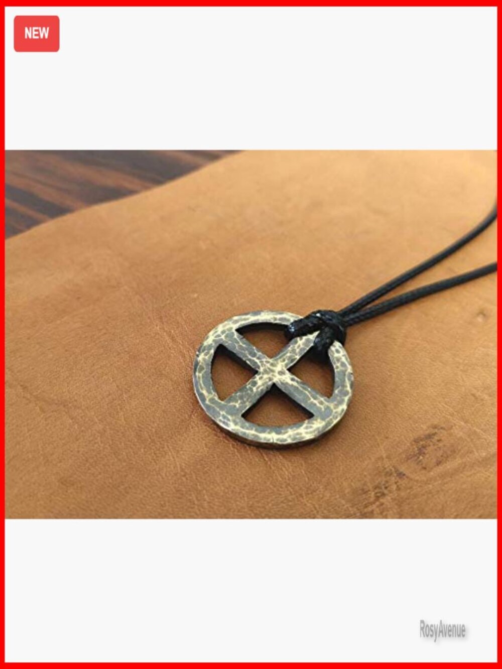 Handmade Brass Solar Cross Pendant Necklace Adjustable String - Picture 6 of 7